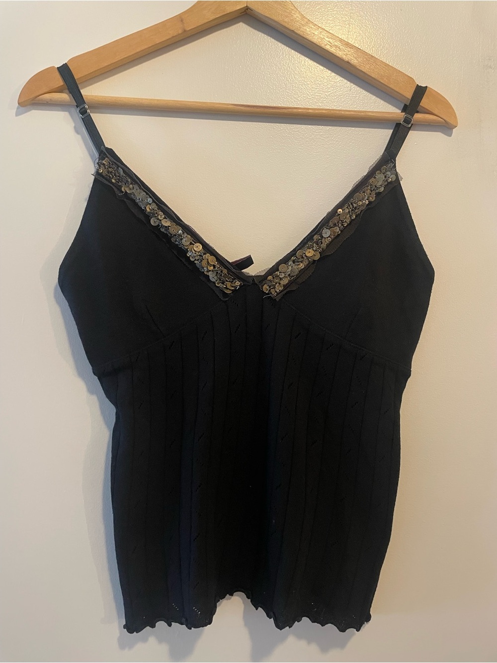 Black Sequin Trim Camisole